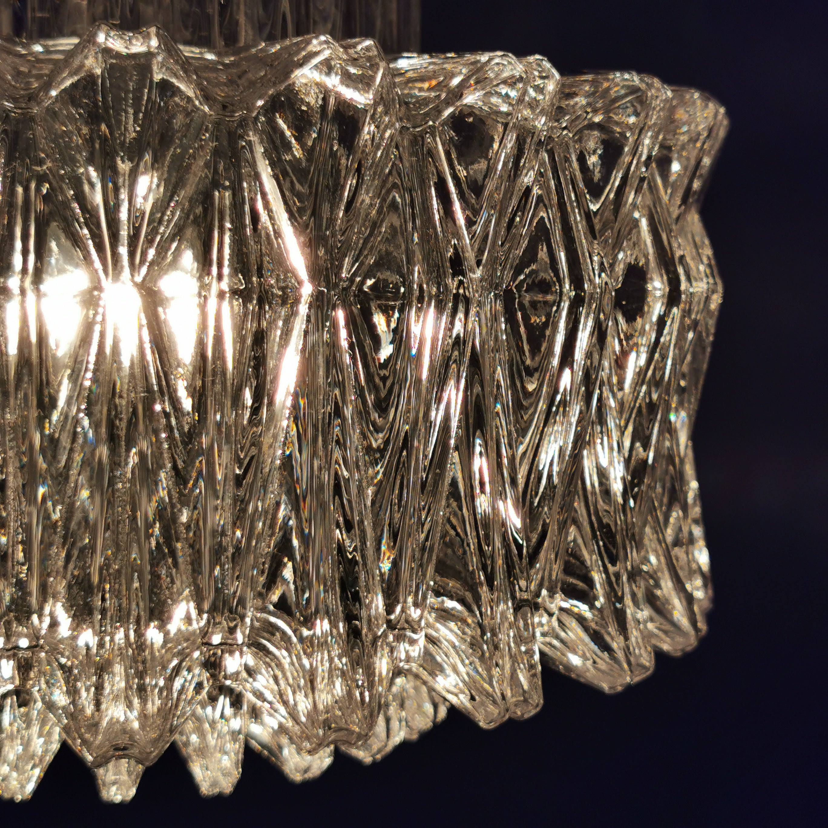 Original Glashütte Limburg Kristall Pendelleuchte aus den 60er Jahren 0015