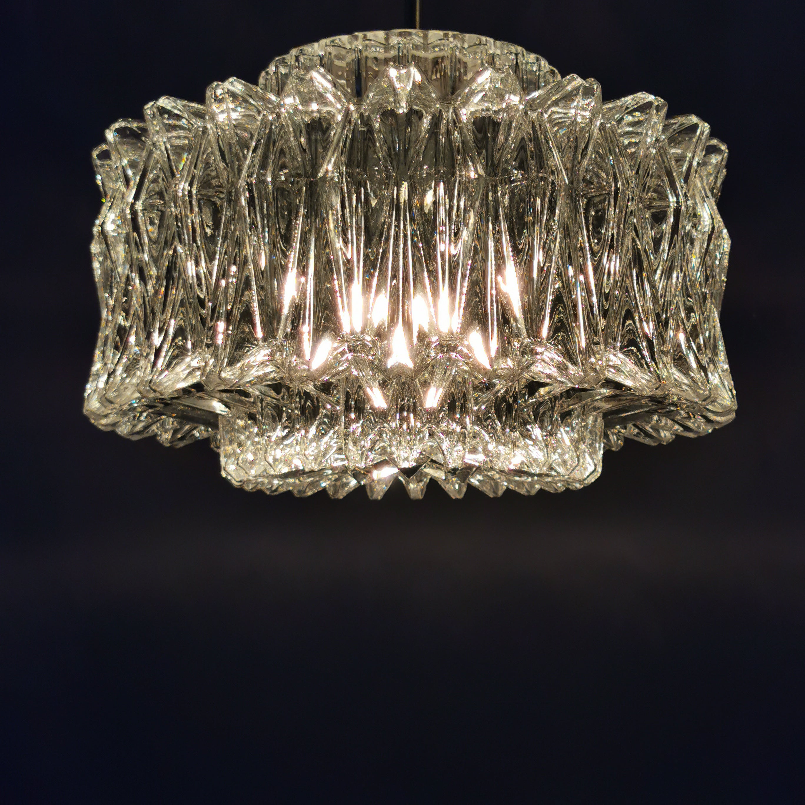 Original Glashütte Limburg Kristall Pendelleuchte aus den 60er Jahren 0015