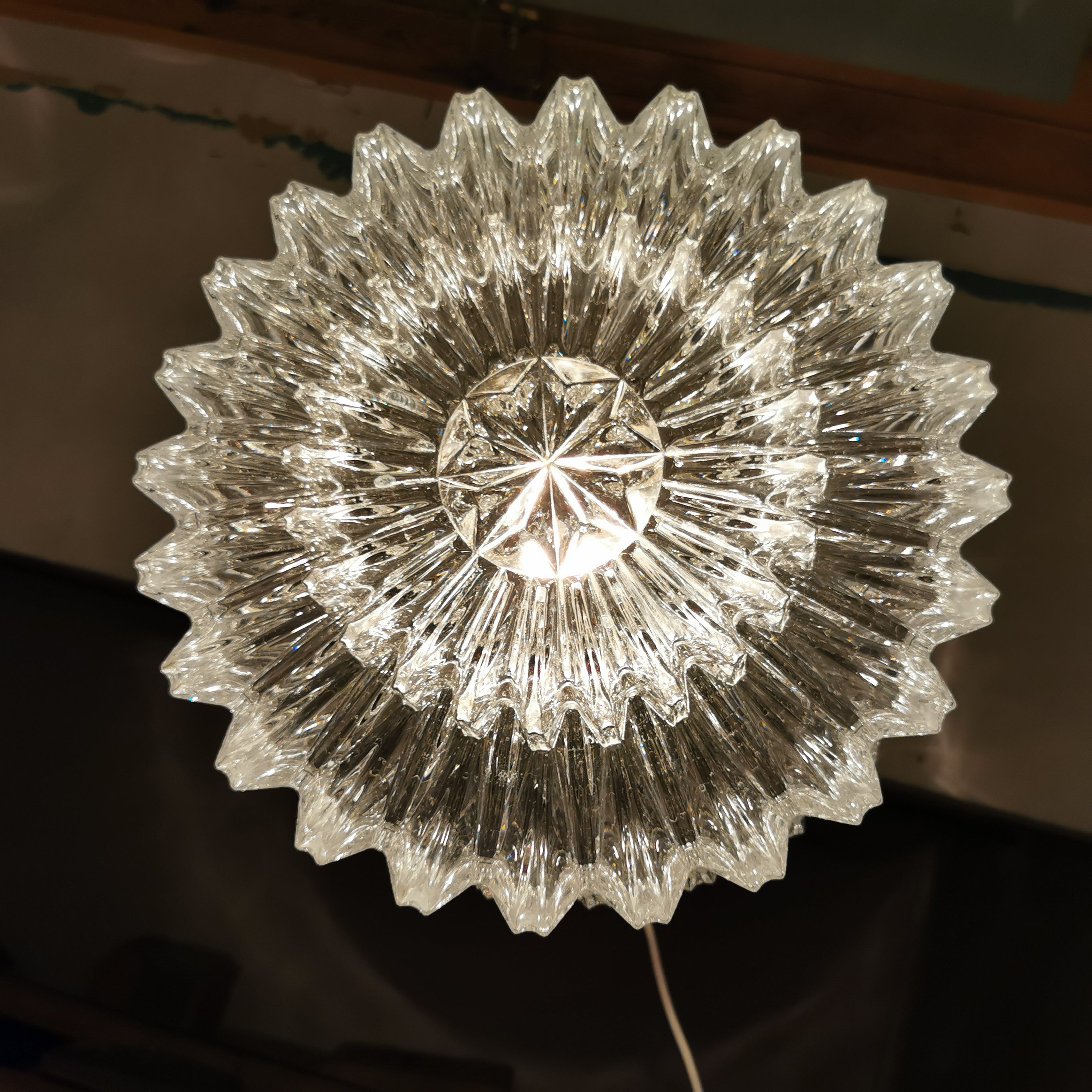 Original Glashütte Limburg Kristall Pendelleuchte aus den 60er Jahren 0015