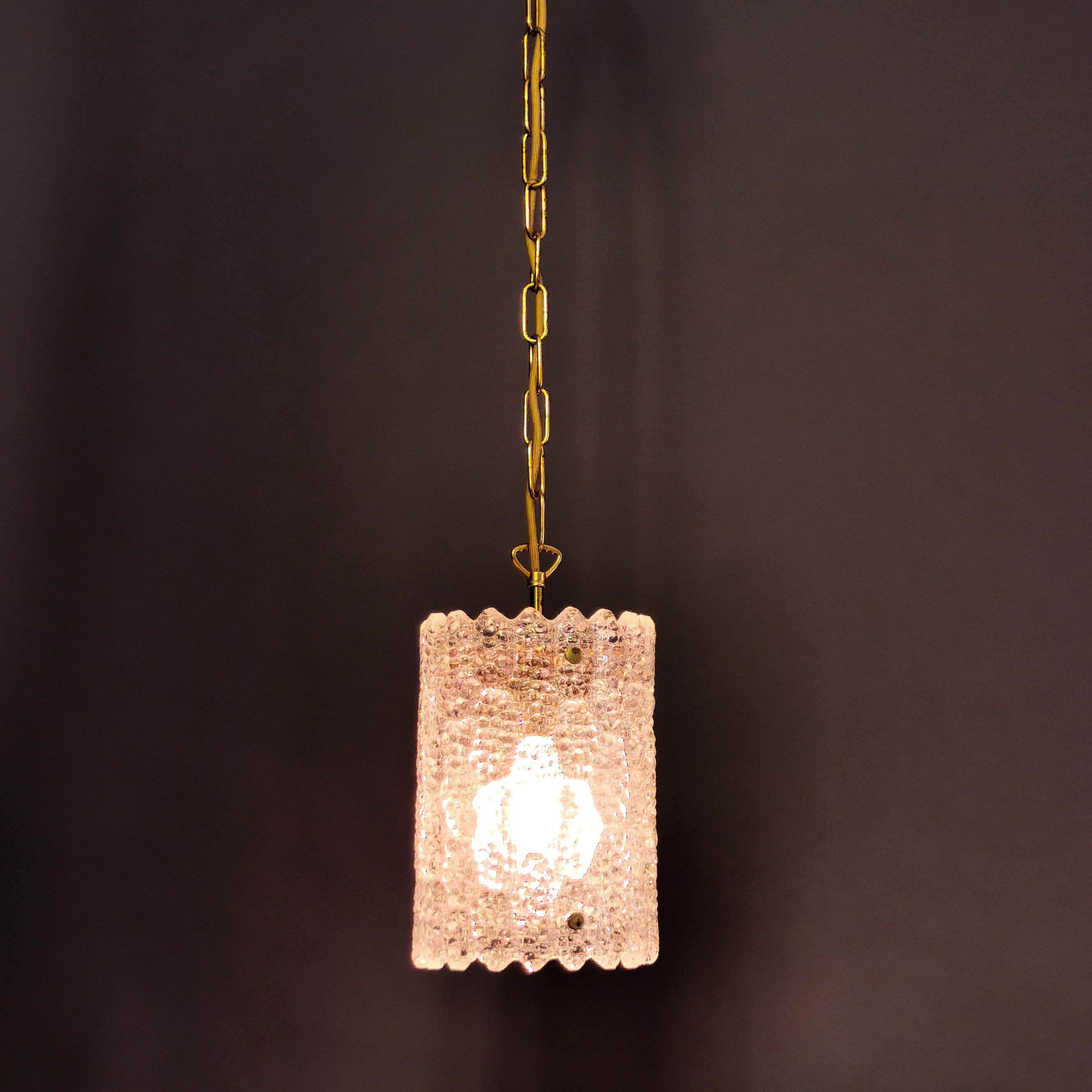 Original 60er Carl Fagerlund  für Orrefors, Eisglas  Hängeleuchte 0046