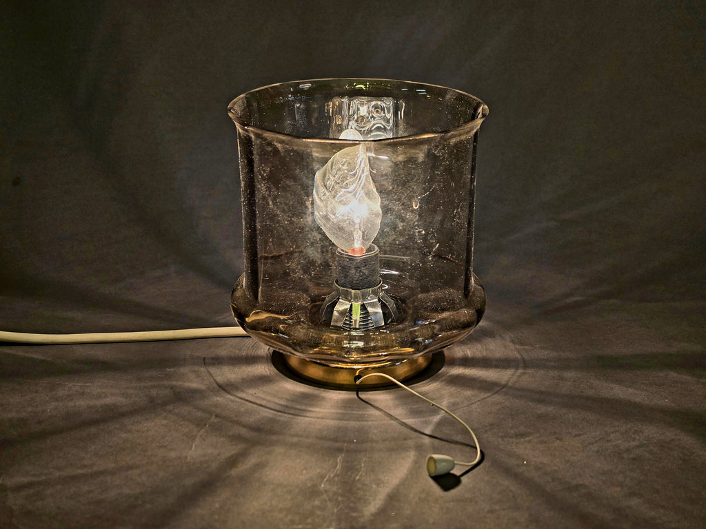 Original 60er Strukturglas Rauchglas Wandleuchte 0063