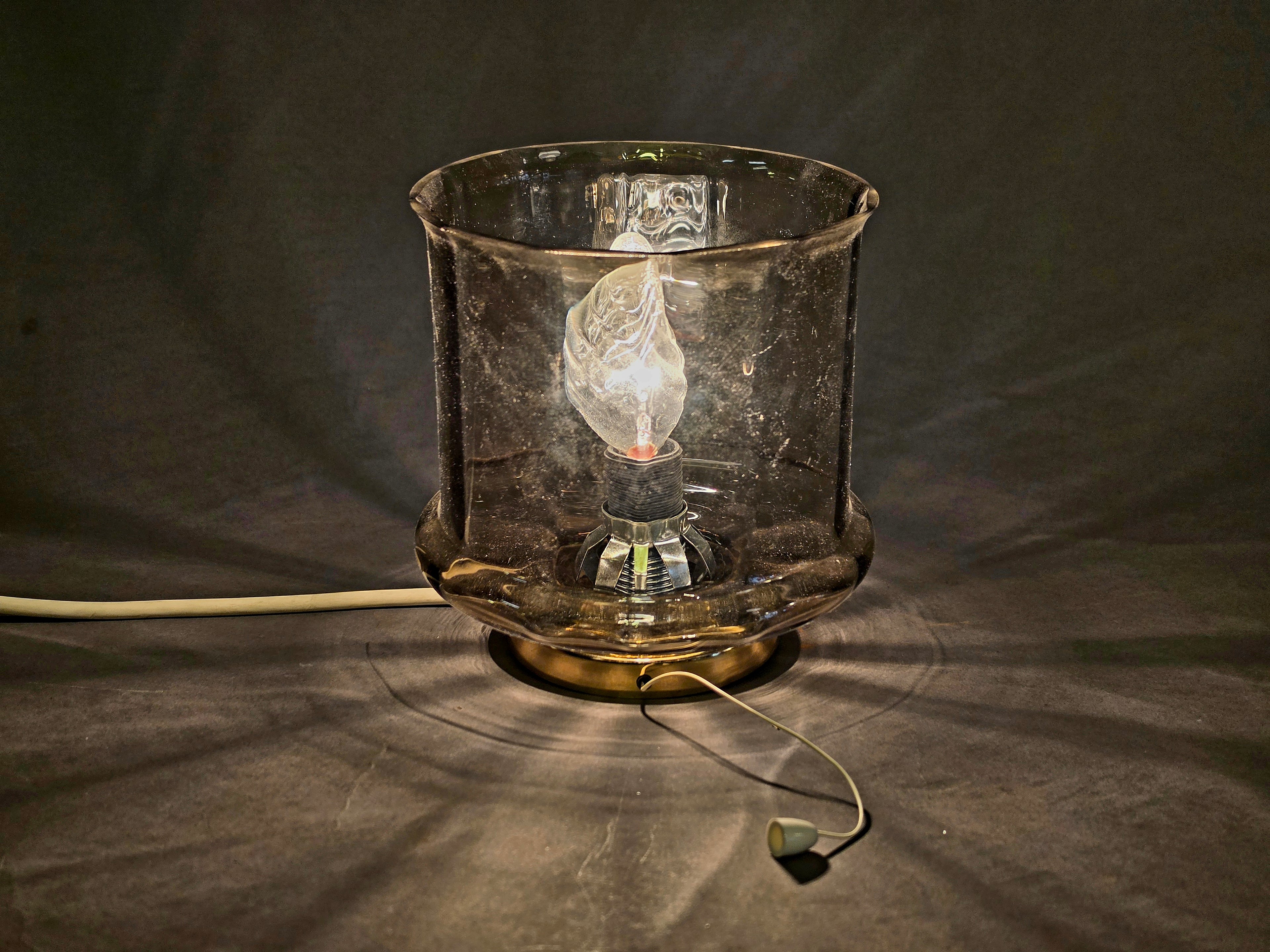 Original 60er Strukturglas Rauchglas Wandleuchte 0063