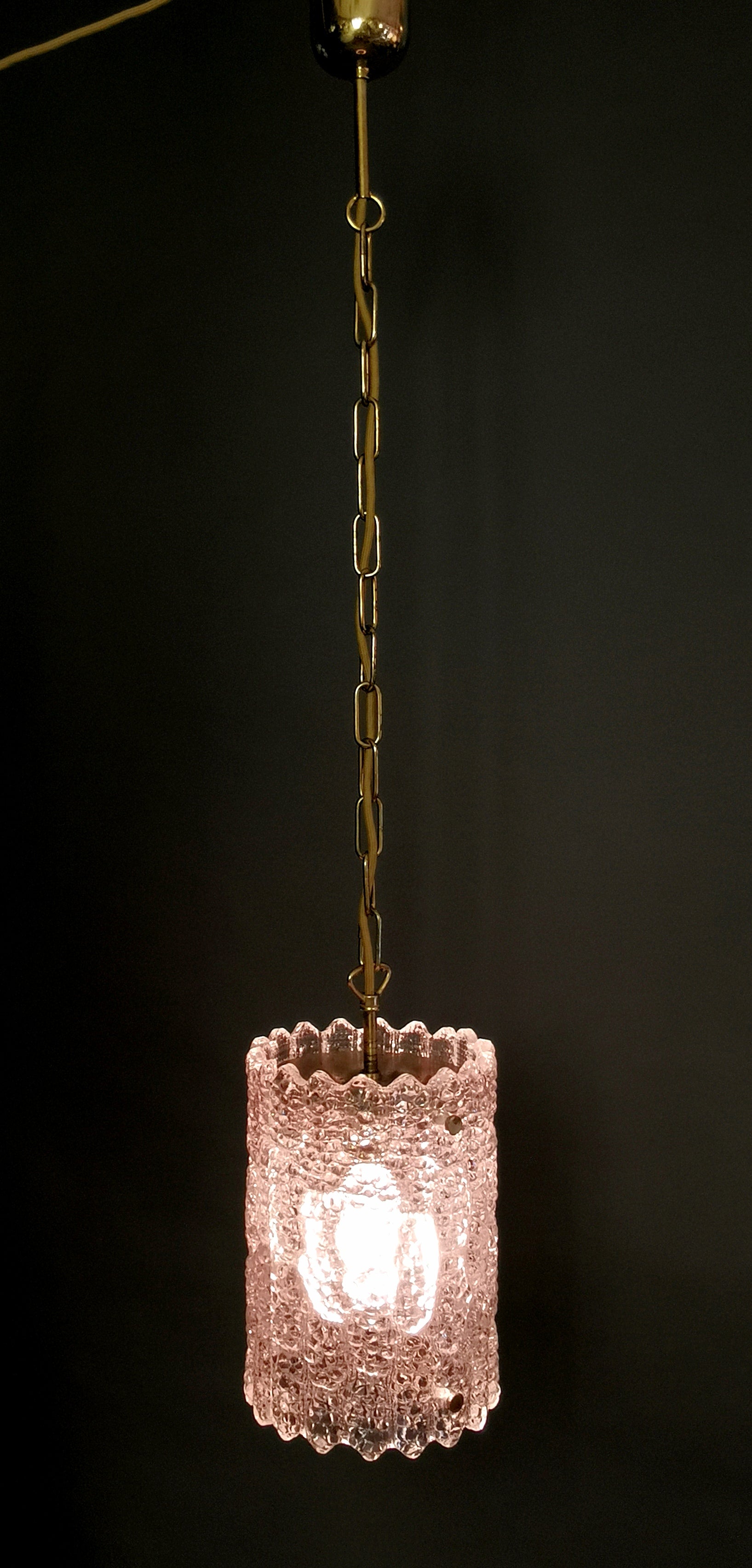 Original 60er Carl Fagerlund  für Orrefors, Eisglas  Hängeleuchte 0046