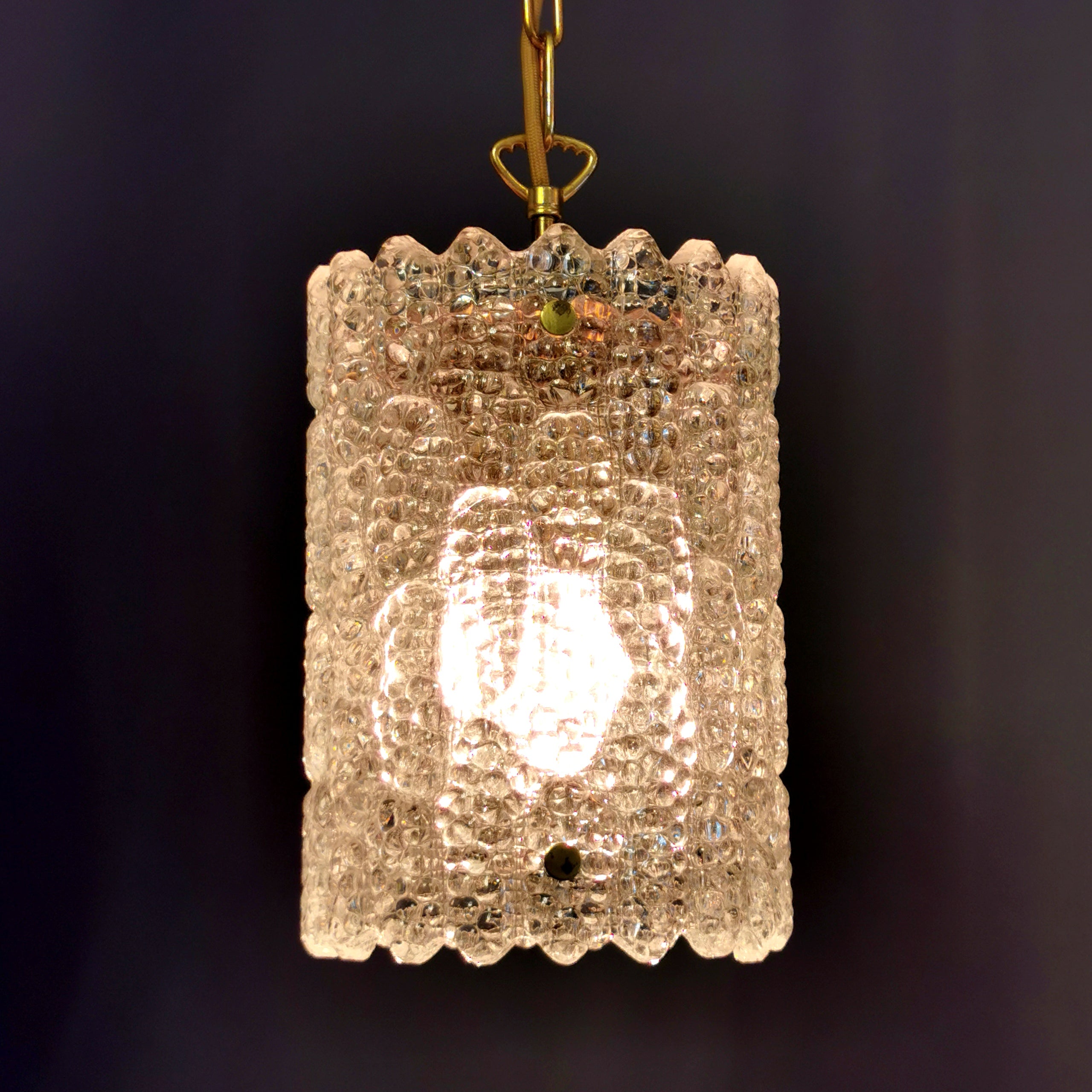 Original 60er Carl Fagerlund  für Orrefors, Eisglas  Hängeleuchte 0046