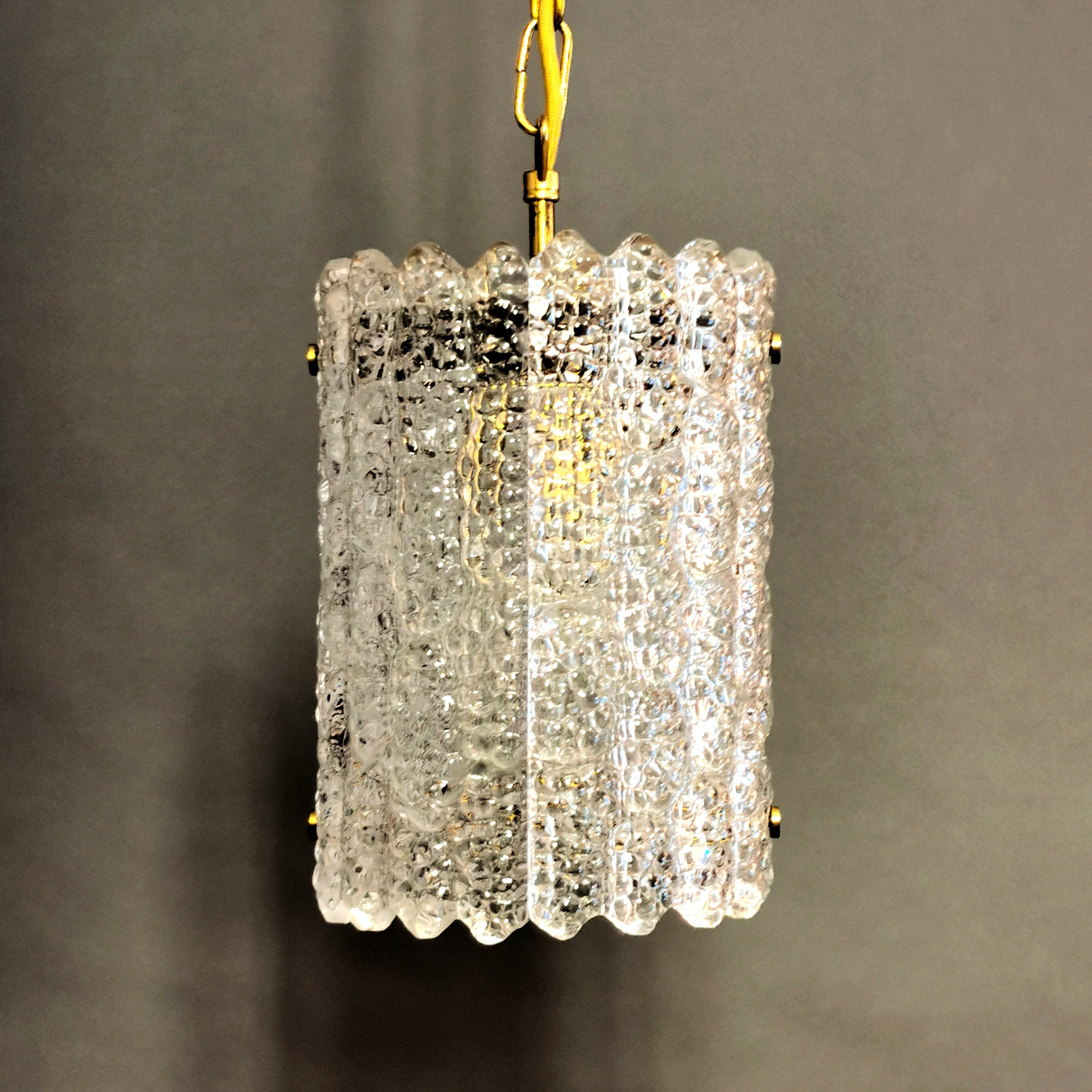 Original 60er Carl Fagerlund  für Orrefors, Eisglas  Hängeleuchte 0046