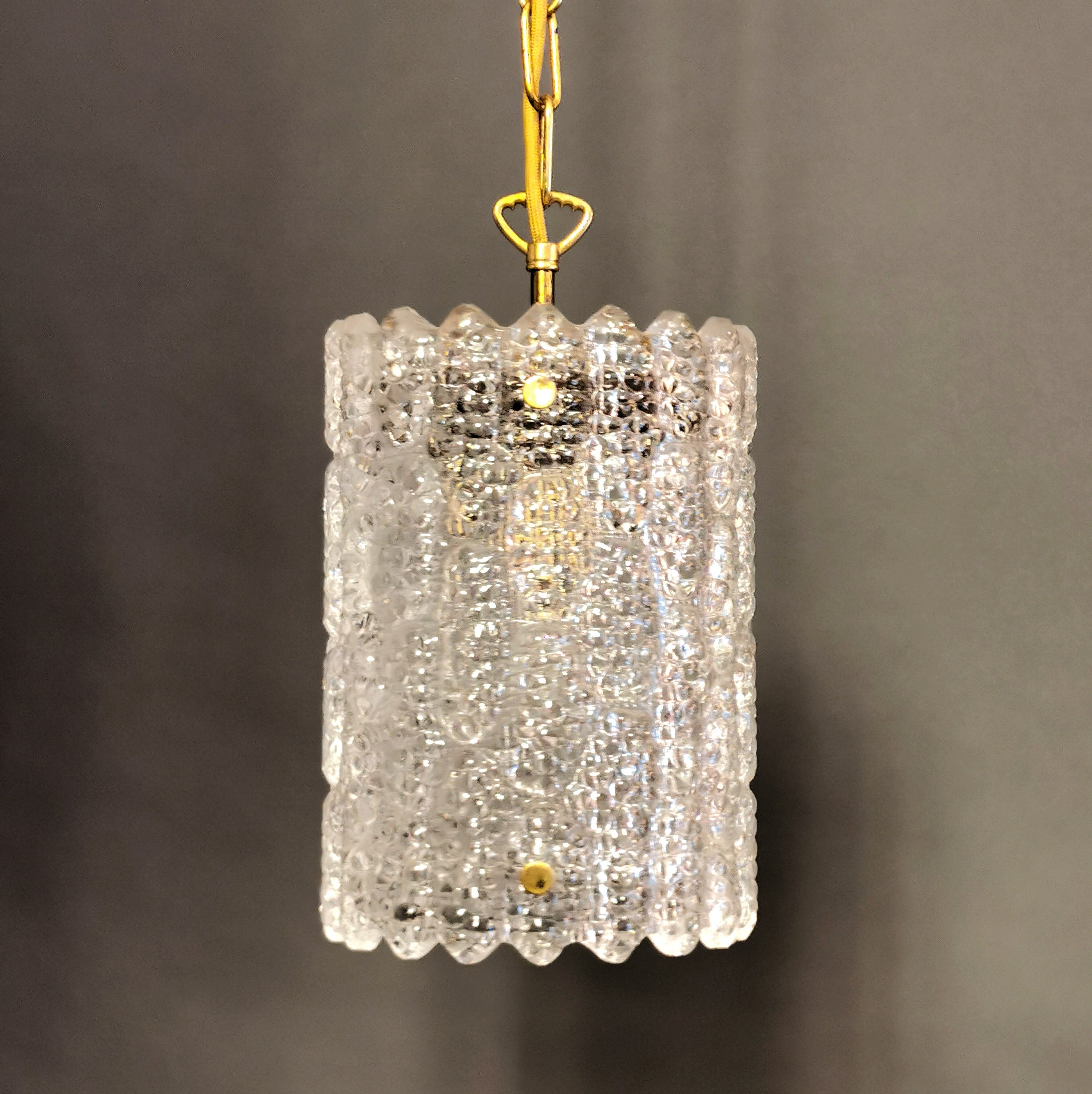 Original 60er Carl Fagerlund  für Orrefors, Eisglas  Hängeleuchte 0046