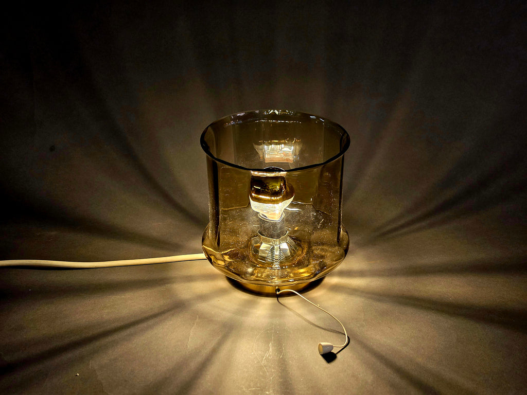 Original 60er Strukturglas Rauchglas Wandleuchte 0063