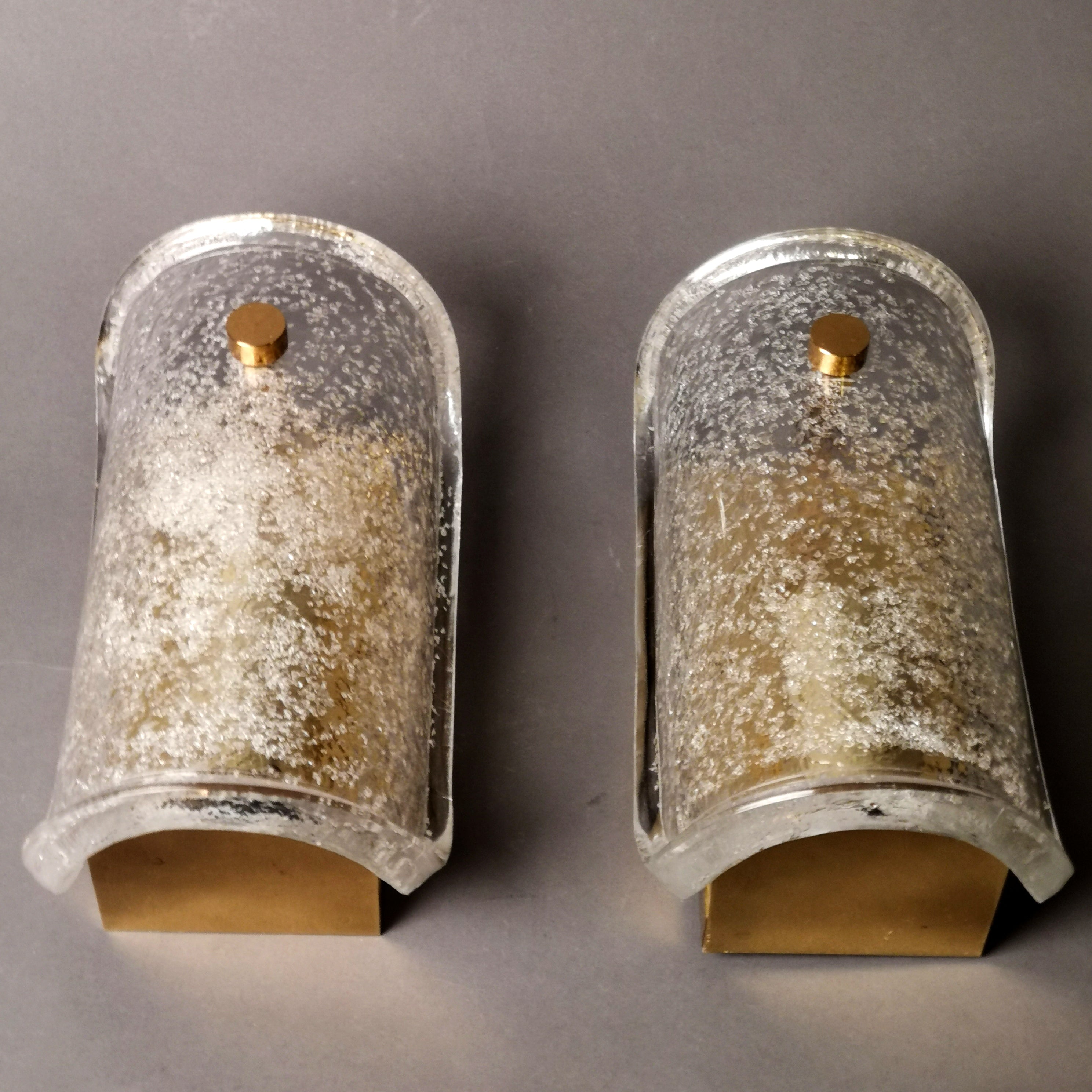 Original 60er Jahre Limburger Eisglas Wandleuchte 0036