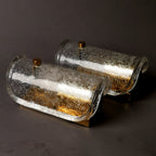 Original 60er Jahre Limburger Eisglas Wandleuchte 0036