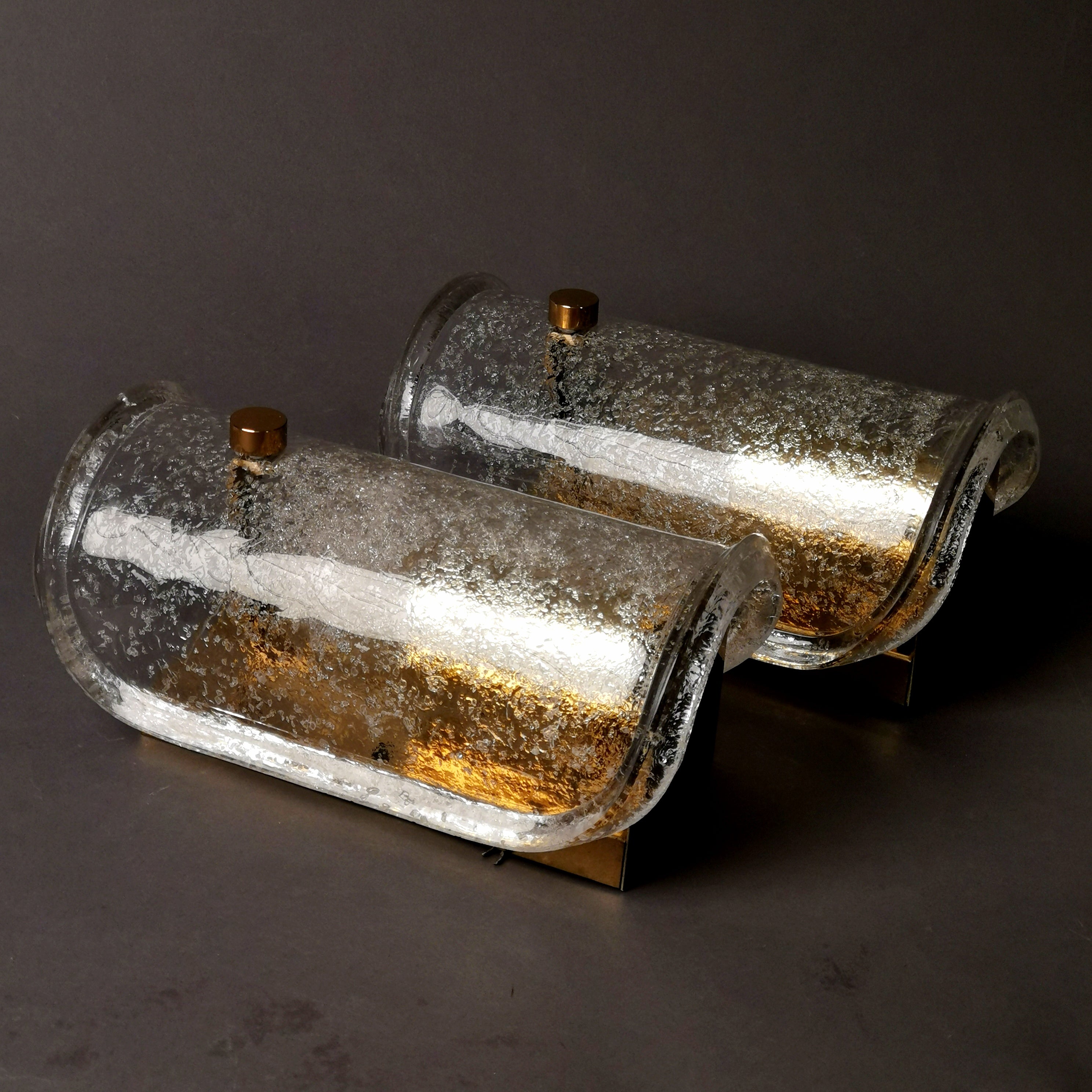 Original 60er Jahre Limburger Eisglas Wandleuchte 0036