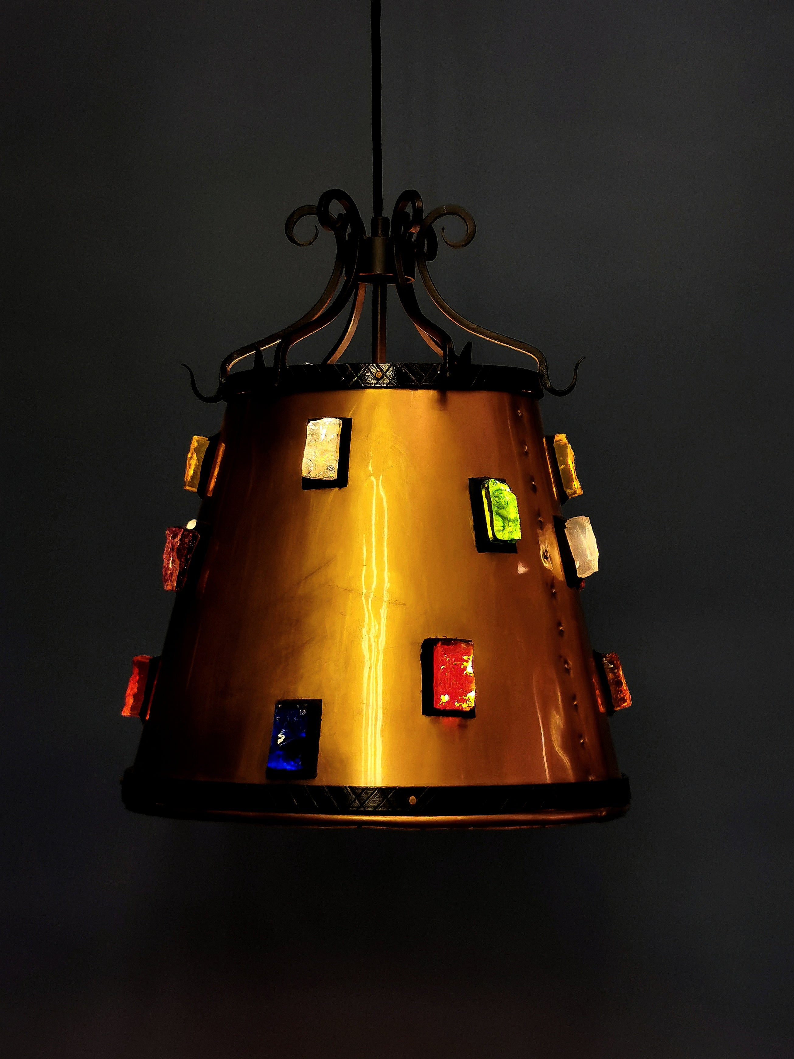 Kupfer Pendelleuchte 60er 70er 0014